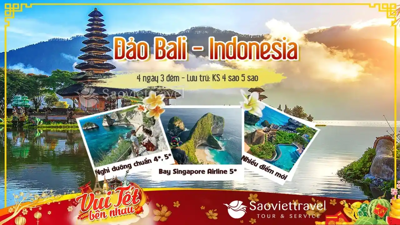 Tour tết âm lịch: Tour Bali 4N3Đ – Đền Suối Thiêng – Bali Swing từ Sài Gòn